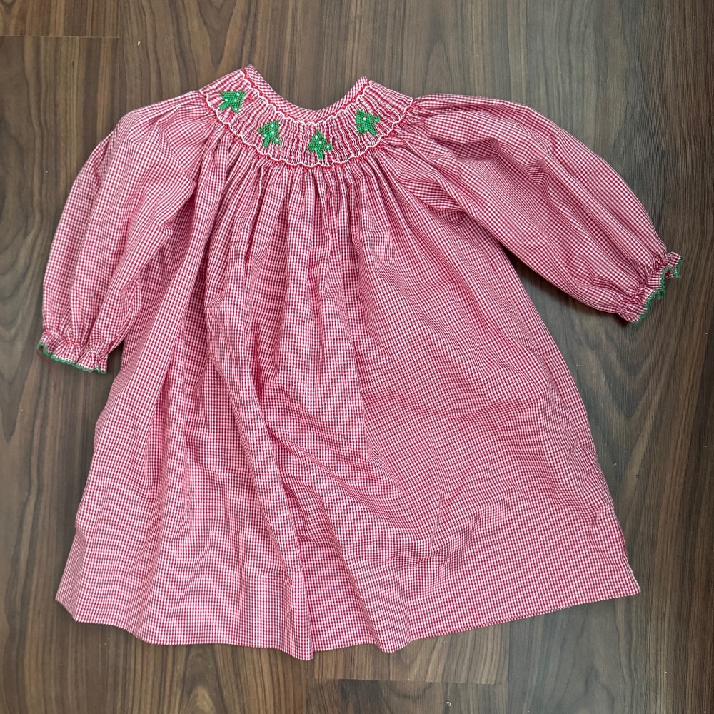 Petit Bebe Smocked Christmas Dress